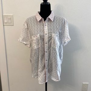 100% Cotton Vintage Red Short Sleeve Button Down Size XXL